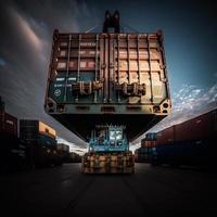 Containerbetrieb in Hafenserie foto