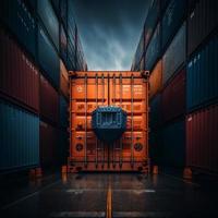 Containerbetrieb in Hafenserie foto