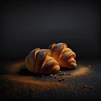 Croissants auf schwarzem Hintergrund foto