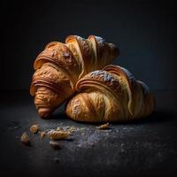 Croissants auf schwarzem Hintergrund foto