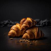 Croissants auf schwarzem Hintergrund foto