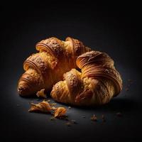 Croissants auf schwarzem Hintergrund foto