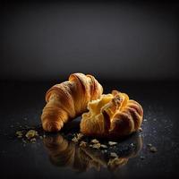 Croissants auf schwarzem Hintergrund foto