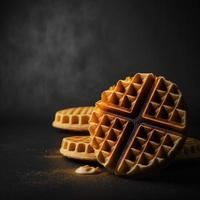 Waffeln auf schwarzem Hintergrund foto