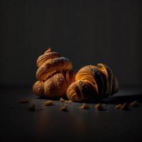 Croissants auf schwarzem Hintergrund foto