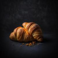 Croissants auf schwarzem Hintergrund foto