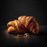 Croissants auf schwarzem Hintergrund foto