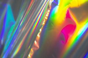 Regenbogen holographischer Bokeh-Hintergrund. mehrfarbige Farbüberläufe. foto