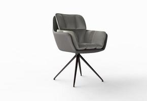 isolierter stuhl auf weißem hintergrund, möbelinnenarchitekturfoto. moderner grauer Stuhl. foto