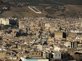 Luftbild Panorama der Medina von Fez el Bali in Marokko. fes el bali wurde zwischen 789 und 808 n. Chr. als hauptstadt der idrisidendynastie gegründet. foto