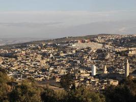 Luftbild Panorama der Medina von Fez el Bali in Marokko. fes el bali wurde zwischen 789 und 808 n. Chr. als hauptstadt der idrisidendynastie gegründet. foto