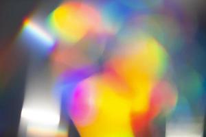 Regenbogen holographischer Bokeh-Hintergrund. mehrfarbige Farbüberläufe. foto