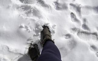Fußspuren im Schnee foto