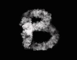 realistisches rauch-b-alphabet, das sich auf dunklem hintergrund ausbreitet foto