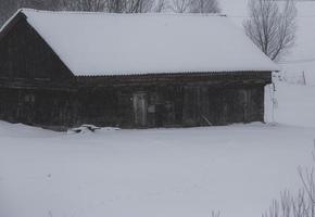 ein reichlicher schneefall in den rumänischen karpaten im dorf sirnea, brasov. echter Winter mit Schnee auf dem Land foto