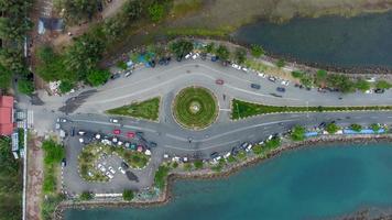 Luftbild von Ulee Lheue Kreisverkehr, Stadt Banda Aceh, Indonesien. foto