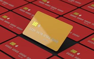 Gold-Kreditkarte ein 3D-Finanzkonzept foto