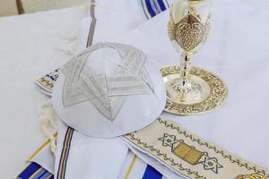 Gebetsschal - Tallit, jüdisches religiöses Symbol foto