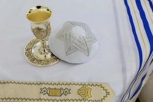Gebetsschal - Tallit, jüdisches religiöses Symbol foto