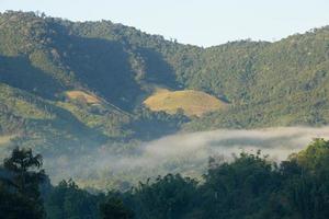 Nebel bedeckte Berge in Thailand foto