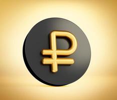 schwarz und golden Münzen mit Rubel Zeichen isoliert Hintergrund. Einkommen Konzept. 3d Illustration foto