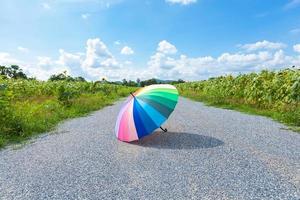 mehrfarbiger Regenschirm auf der Straße foto