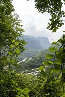 bäume, die berge einrahmen, huentitan-schlucht in guadalajara, berge und bäume, grüne vegetation und himmel mit wolken, mexiko foto