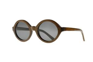runde Sonnenbrille mit Holzrahmen foto