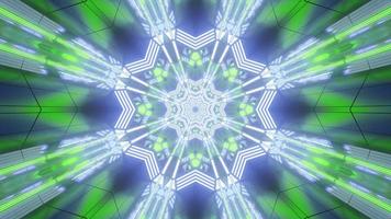 blaue, grüne und weiße Lichter und Formen Kaleidoskop 3d Illustration für Hintergrund oder Tapete foto