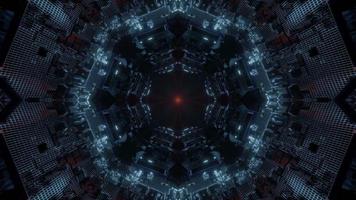 blaue, rote und weiße Lichter und Formen Kaleidoskop 3d Illustration für Hintergrund oder Tapete foto