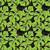 nahtlos asymmetrisch Muster von Grün tropisch Blätter auf ein schwarz Hintergrund, Textur, Design foto