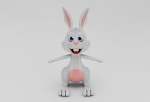 Ostern Hase Hase minimal 3d Rendern auf Weiß Hintergrund foto