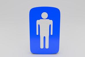 Männer Toilette Zeichen minimal 3d Rendern auf Weiß Hintergrund foto