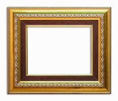 golden Rahmen Bild auf Weiß Hintergrund mit Ausschnitt Pfad foto