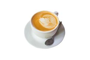 Latté Kaffee auf isolieren Weiß mit Ausschnitt Weg. foto