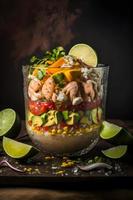 Ceviche. hohe Qualität Bilder Vitrine diese Geliebte traditionell Gericht im alle es ist Ruhm, von klassisch Straße Essen zu Gourmet Stile. perfekt zum Kochbücher, Essen Blogs, Speisekarte foto