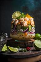 Ceviche hohe Qualität Bilder Vitrine diese Geliebte traditionell Gericht im alle es ist Ruhm, von klassisch Straße Essen zu Gourmet Stile. perfekt zum Kochbücher, Essen Blogs, Speisekarte foto