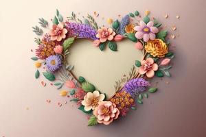 Design Herz geformt Blumen Rahmen Hintergrund foto