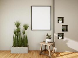 3D-Interoir-Design für Wohnzimmer und Mockup-Rahmen foto