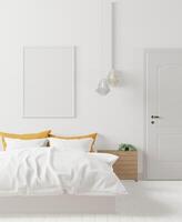 3D-Interoir-Design für Schlafzimmer und Mockup-Rahmen foto