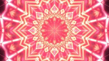 rote, rosa und weiße Lichter und Formen in der 3D-Kaleidoskop-Designillustration für Hintergrund oder Tapete foto