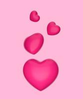 3d glänzend Rosa farbig fliegend Herzen isoliert auf Sanft Rosa Hintergrund, 3d Illustration foto
