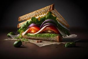 knackig und köstlich Sandwich gemacht von Zutaten zum Frühstück Essen Fotografie foto