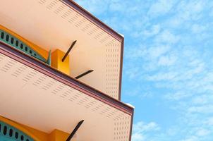 Jahrgang Traufe Backstein Mauer im Blau Himmel Hintergrund ,minimal alt geometrisch Gebäude die Architektur foto