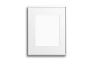 114 Weiß Porträt Bild Rahmen Attrappe, Lehrmodell, Simulation isoliert auf ein transparent Hintergrund foto