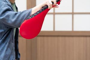 rot Ziel zum Taekwondo kriegerisch Kunst trete und schlagen. trete Ziel zu trainieren kriegerisch Künste. foto