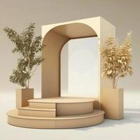 minimalistisch Podium Bühne Attrappe, Lehrmodell, Simulation mit ein Beige Farbe planen. foto