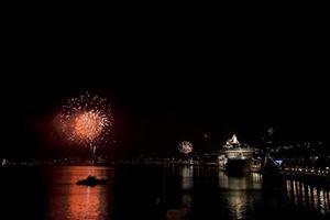 Feuerwerk im Hafen von Stockholm, Schweden foto