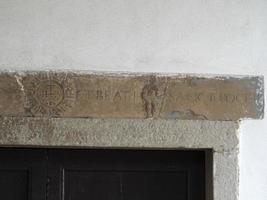 riomaggiore cinque terre malerisch Dorf alt 1485 Kirche Inschrift foto