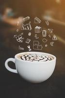 Kaffeetasse mit Gekritzel Business Graph